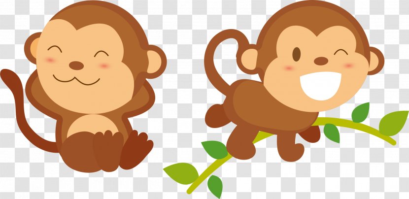 Monkey Primate Euclidean Vector - Fictional Character - Cute Little Transparent PNG