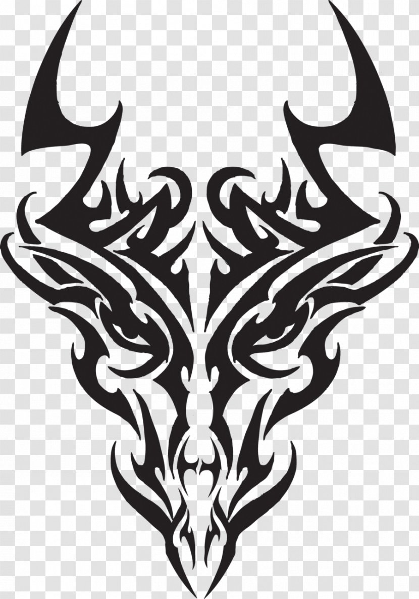 Tattoo Drawing Dragon Tribe Clip Art - Antler - Simple Outline Transparent PNG