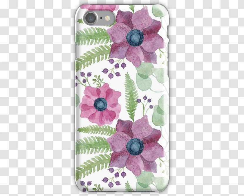 Floral Design Textile Mobile Phone Accessories Pattern - Violet - Purple Watercolor Flower Transparent PNG