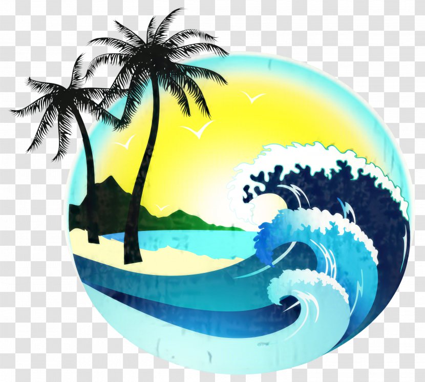 Summer Palm Tree - Wind Wave - Logo Surfing Transparent PNG