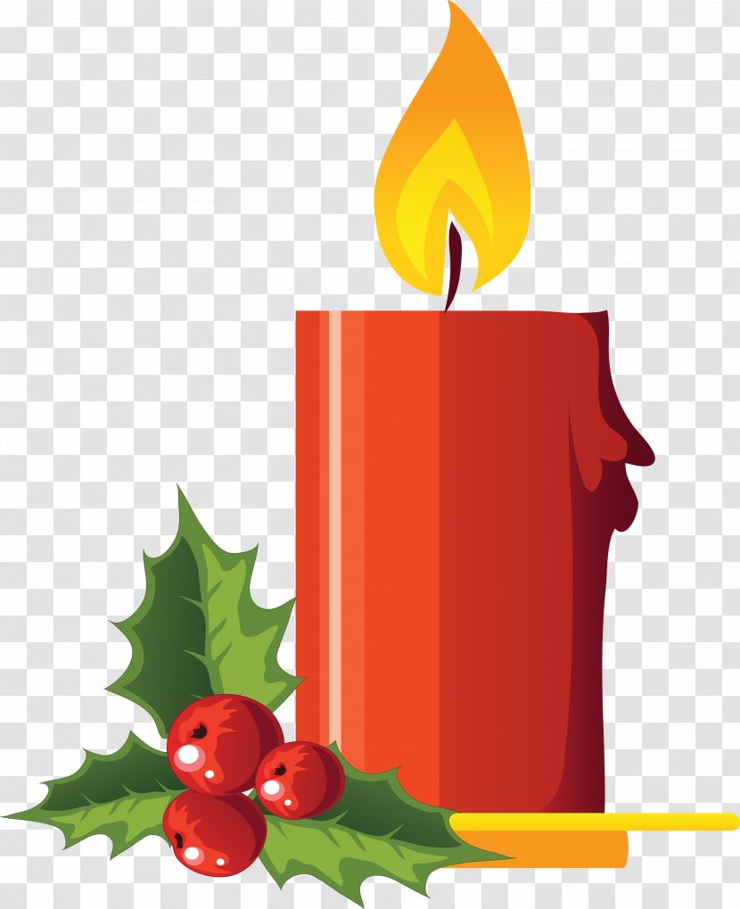 Christmas Decoration Holly Clip Art - Fruit - Candle Image Transparent PNG