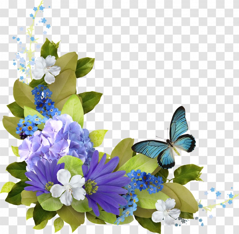 Butterfly Flower Garland - Picture Frame - Decorative Chrysanthemum Transparent PNG