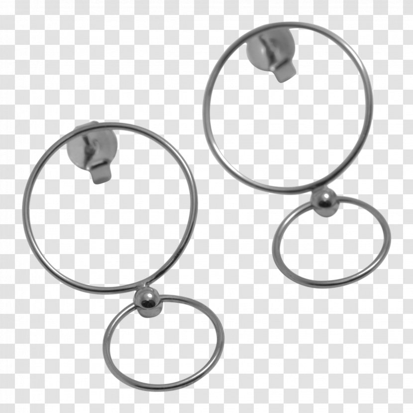 Earring Jewellery Circle Black & Silver - Obsidian Transparent PNG