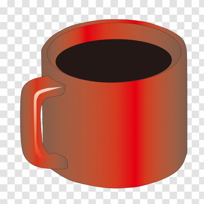 Coffee Cup Mug Cylinder - Orange - Red Glass Image Transparent PNG