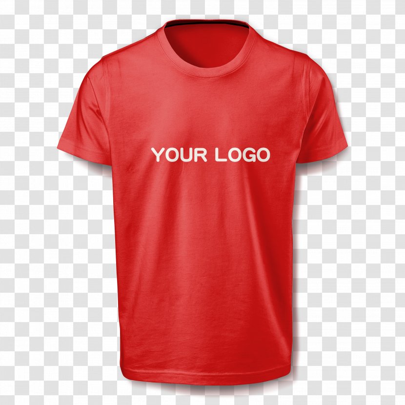 Printed T-shirt Red Sleeve - T Shirt - Interchangeable Logo Transparent PNG