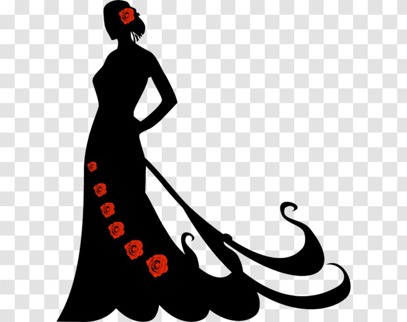 Silhouette Flamenco Dancer Portrait - Joint - Red Roses Dress Back Beauty Transparent PNG