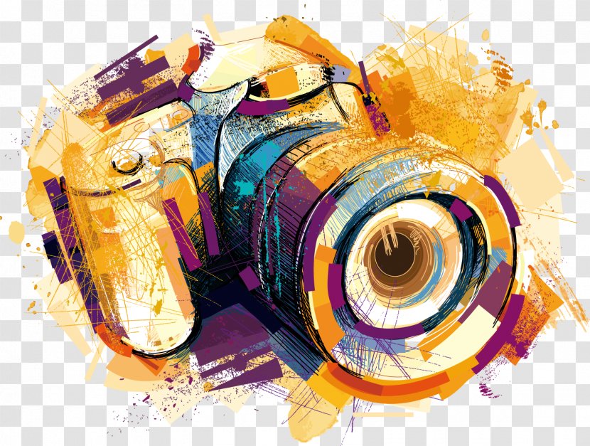 Camera Drawing Photography Clip Art - Royaltyfree - Vector Watercolor Effects Transparent PNG