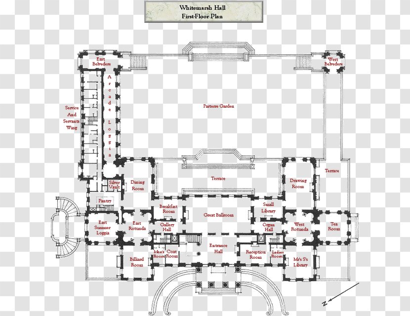 Whitemarsh Hall Manor House Floor Plan Architecture - Interior Design Services - Real Estates Map Transparent PNG