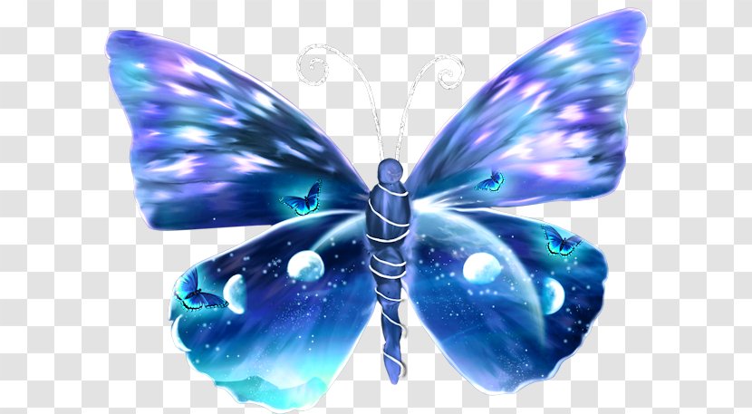 Butterfly Blue Transparency And Translucency - Cartoon Painted Dream Transparent PNG