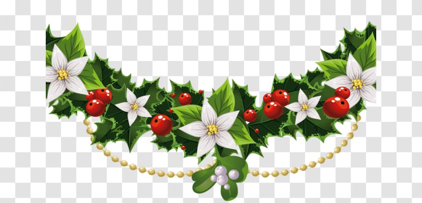 Christmas Mistletoe Garland Clip Art - Flowering Plant Transparent PNG