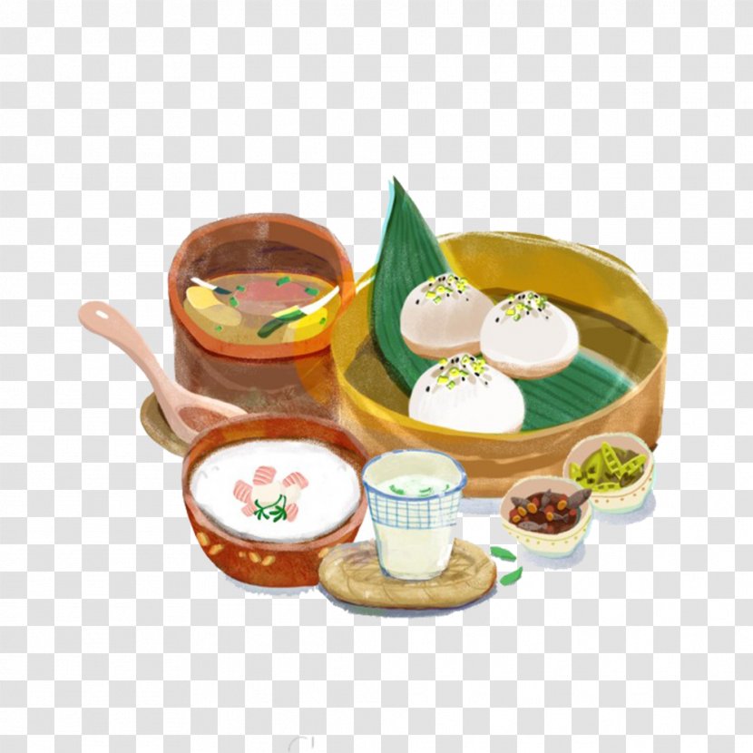 Baozi Breakfast Mantou Food Meal - Porcelain - Beakfast Cartoon Transparent PNG