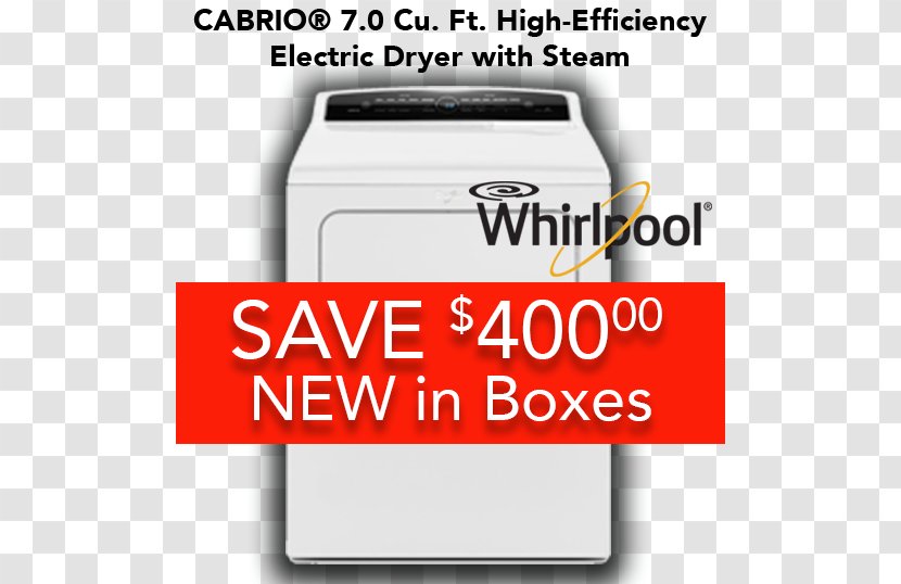 Whirlpool Cabrio WED7300D Furniture Mattress Home Appliance - Liquidation Outlet Transparent PNG
