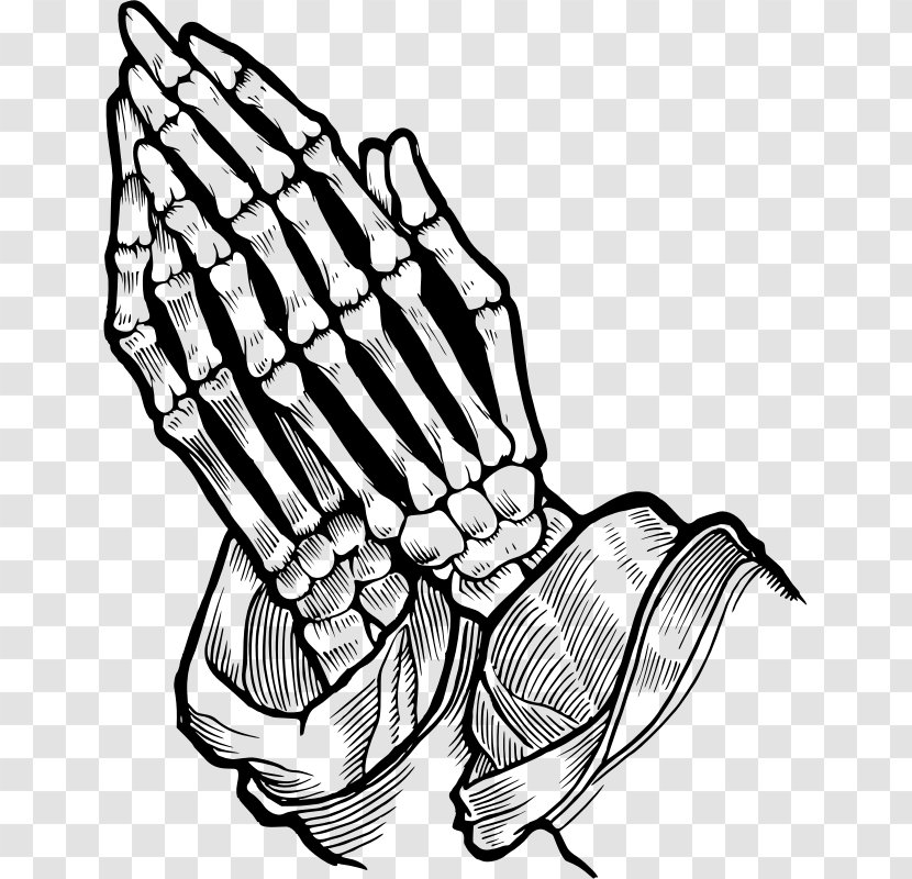 Praying Hands Prayer Bone Skull Drawing - Shoe - Skeleton Transparent PNG
