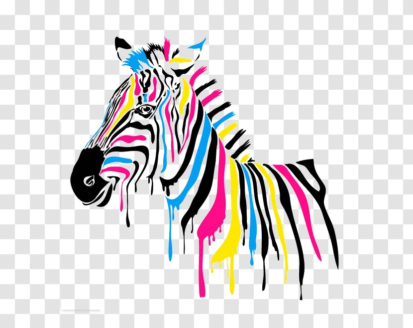 Printing Zebra Wall Decal Painting Decorative Arts - Painted Animal Horse Transparent PNG