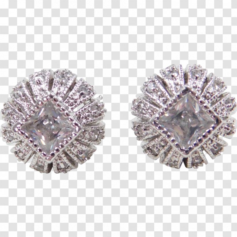 Earring Sterling Silver Diamond - Fashion Accessory Transparent PNG