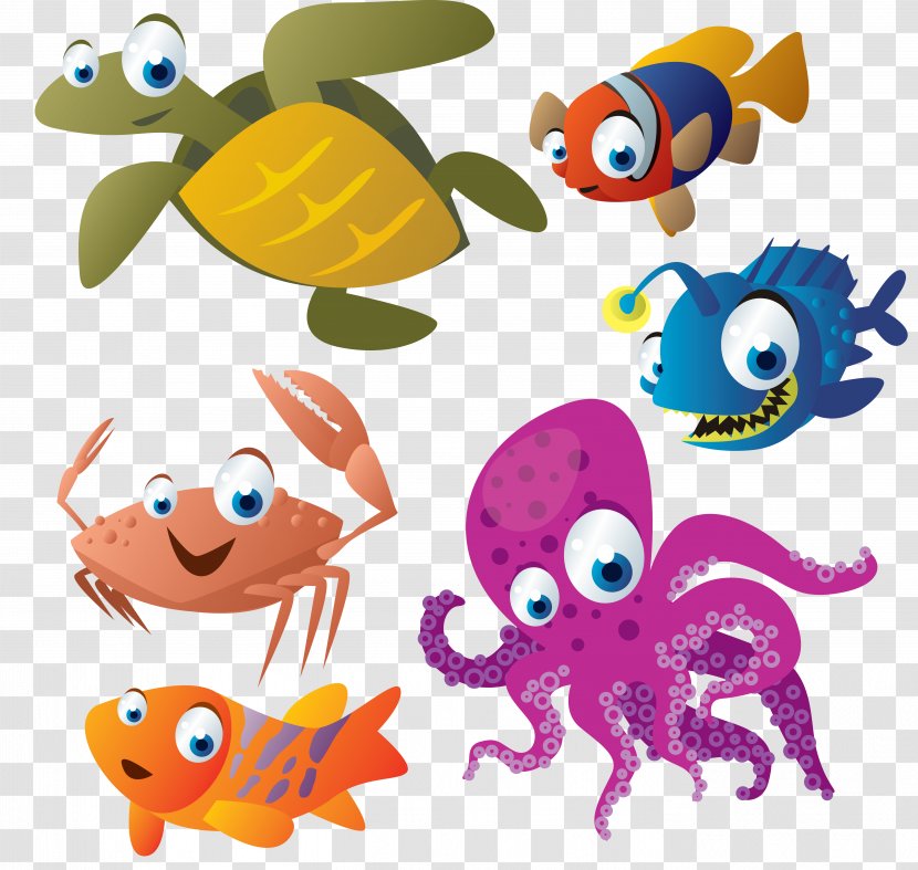 Turtle Cartoon Aquatic Animal Drawing - Sea - Fish Transparent PNG