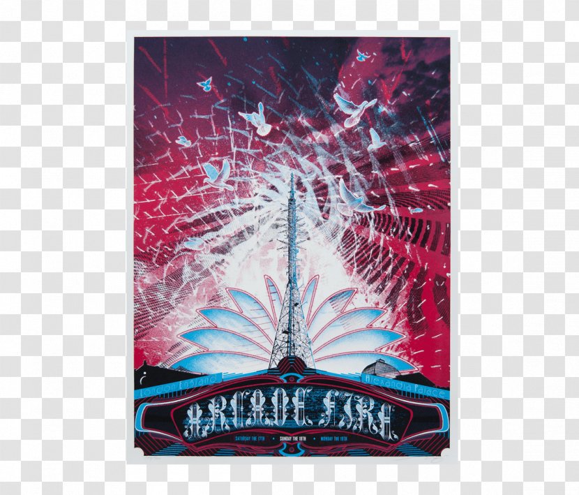 Poster Screen Printing Arcade Fire Concert - Magenta - Night Transparent PNG