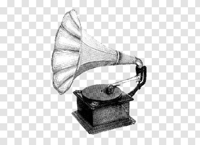 Phonograph Record Gramophone Sound Recording And Reproduction - Watercolor - Black & White Cassette Player Transparent PNG