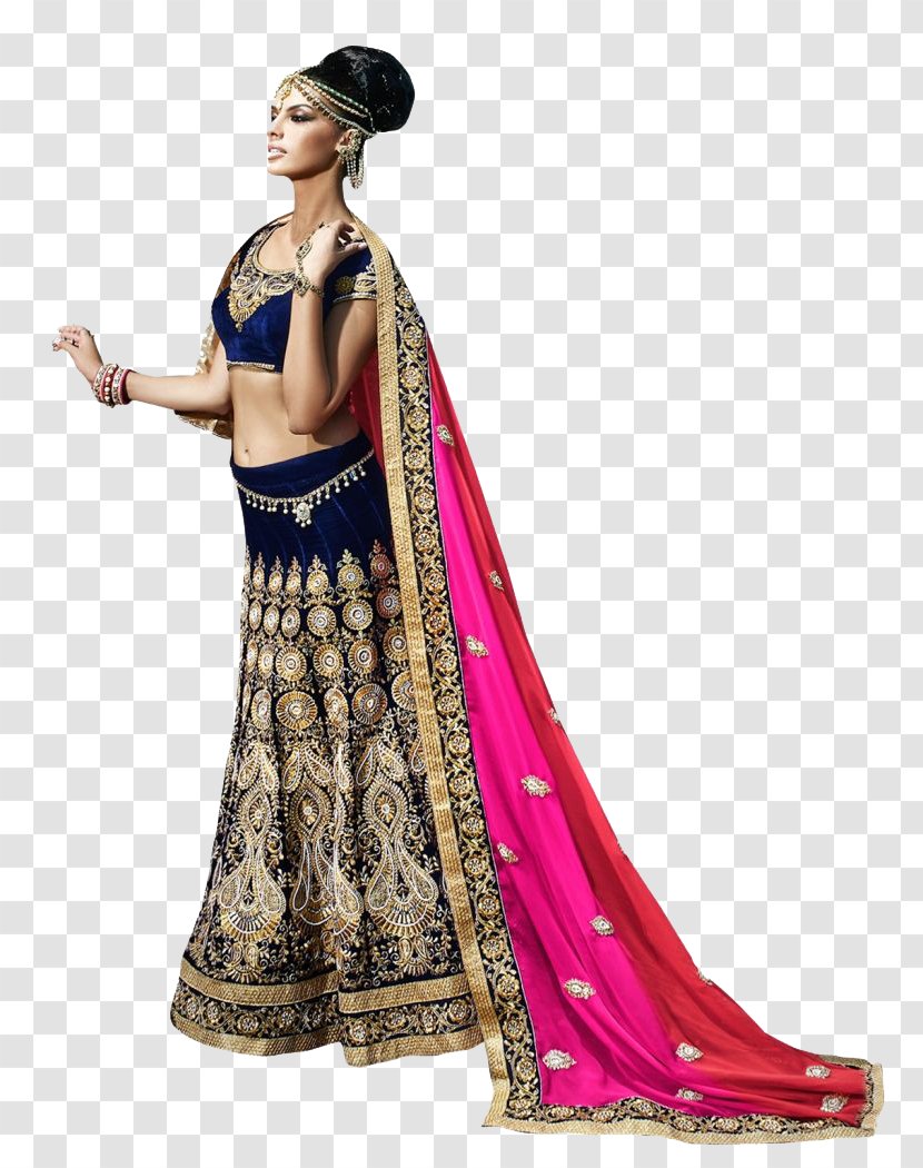 India Design - Violet - Peach Fashion Model Transparent PNG