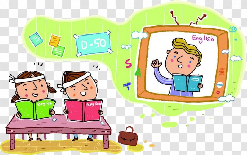 Student Learning Child Cartoon - Toy - Watch TV To Learn English Transparent PNG