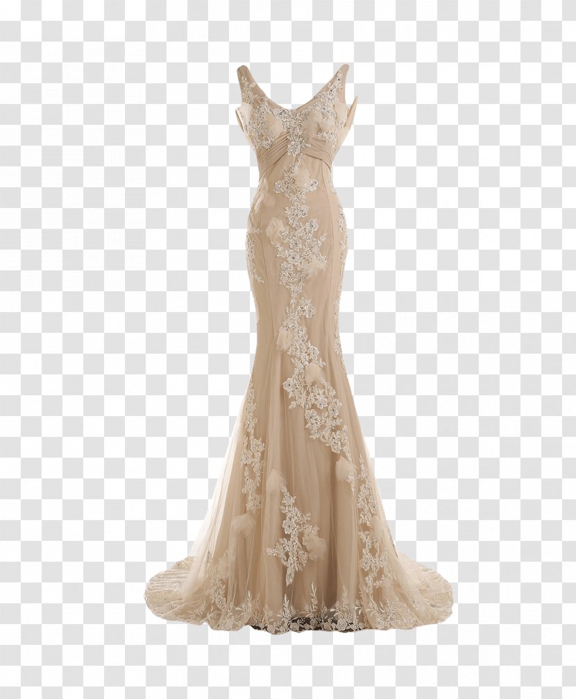 Wedding Dress Evening Gown Neckline - Chiffon Transparent PNG