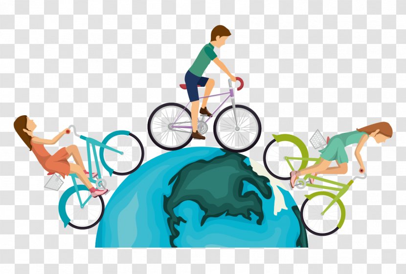 Euclidean Vector Illustration - Bicycle Touring - Confident Car Earth Transparent PNG