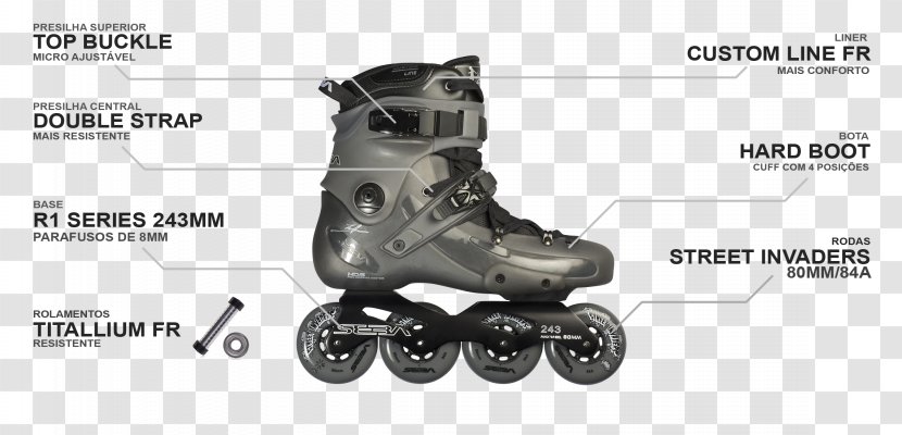 Quad Skates Roller In-Line Skating Inline - Shoe - Grey Clouds Transparent PNG