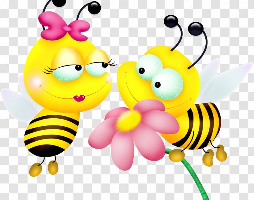 Bumblebee Border Flowers Clip Art - Italian Bee - Cartoon Transparent PNG