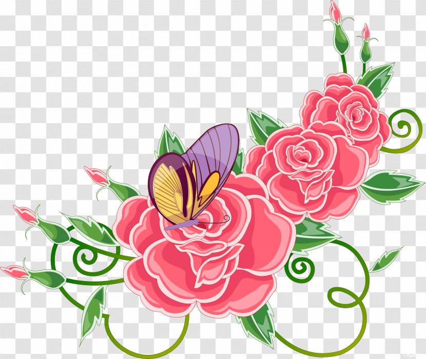 Rose Flower Clip Art - Floral Corner Transparent PNG