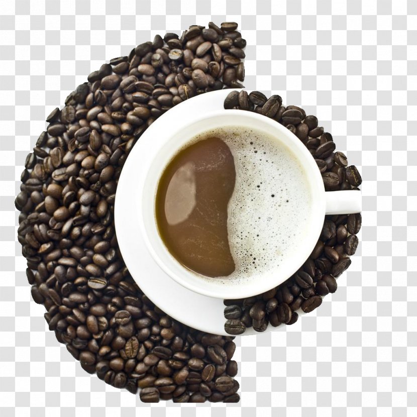 Coffee Latte Tea Espresso Cappuccino - Caffeine - Tai Chi Beans And Cup Graphic Composition Transparent PNG