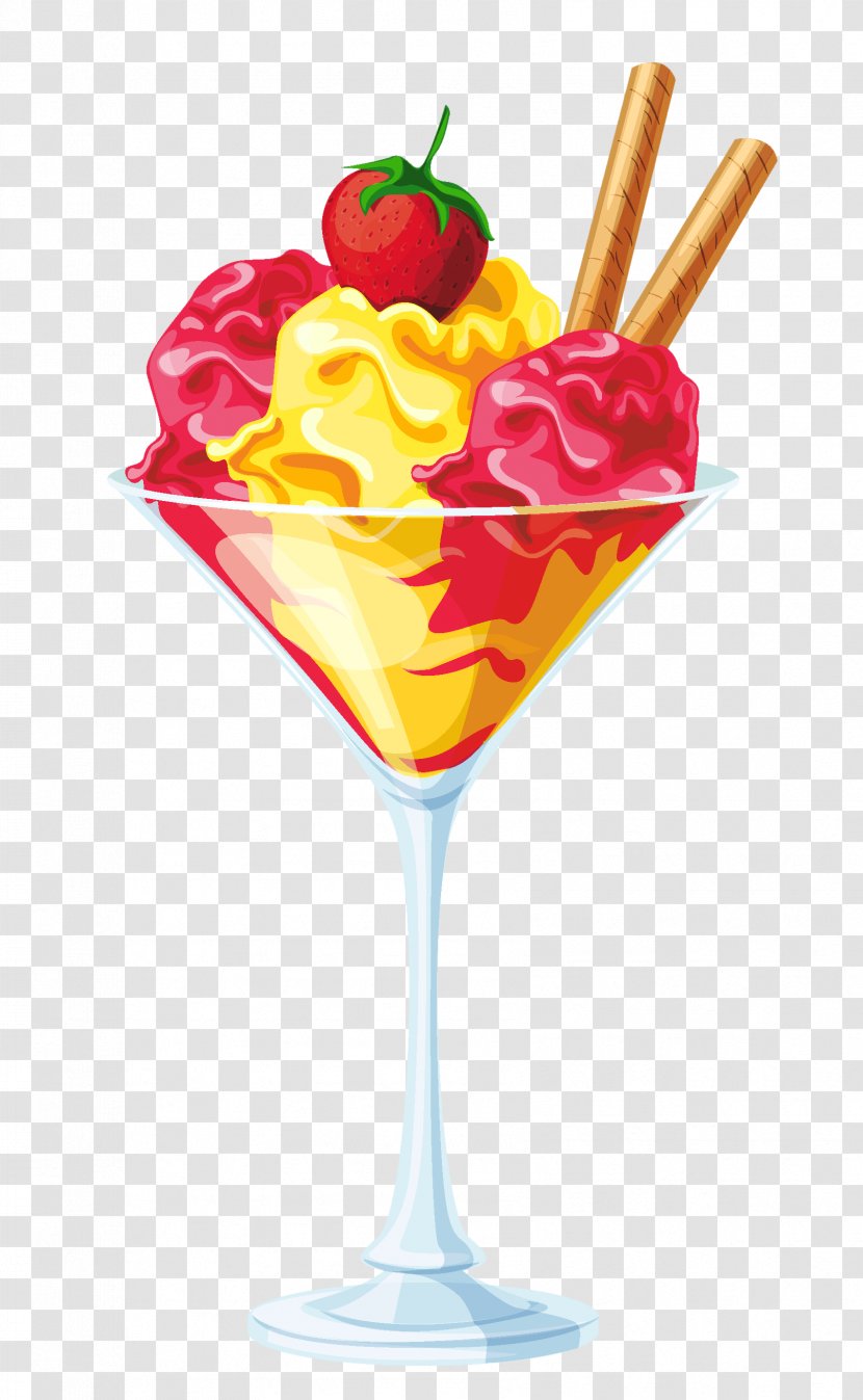Ice Cream Cone Sundae Chocolate - Sprinkles - Yellow Red Transparent Picture Transparent PNG
