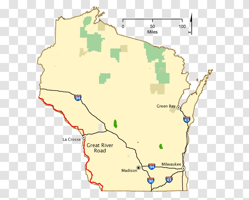 Wisconsin Map National Scenic Byway Route Washington, D.C. - Pure Michigan Transparent PNG