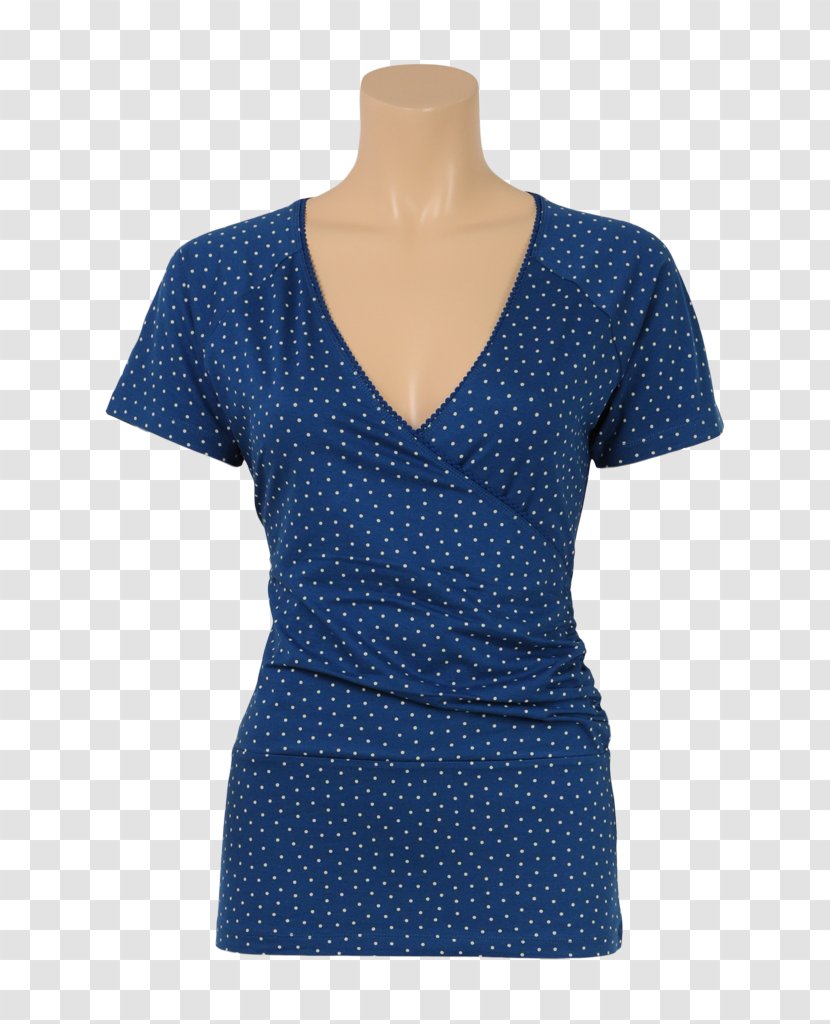 Polka Dot T-shirt Sleeve Shoulder Blouse - Cobalt Blue - Small Dots Transparent PNG