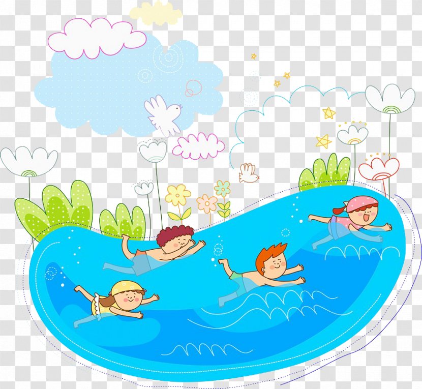 Swimming Child Cartoon Illustration - Water Resources - The Children Are Transparent PNG