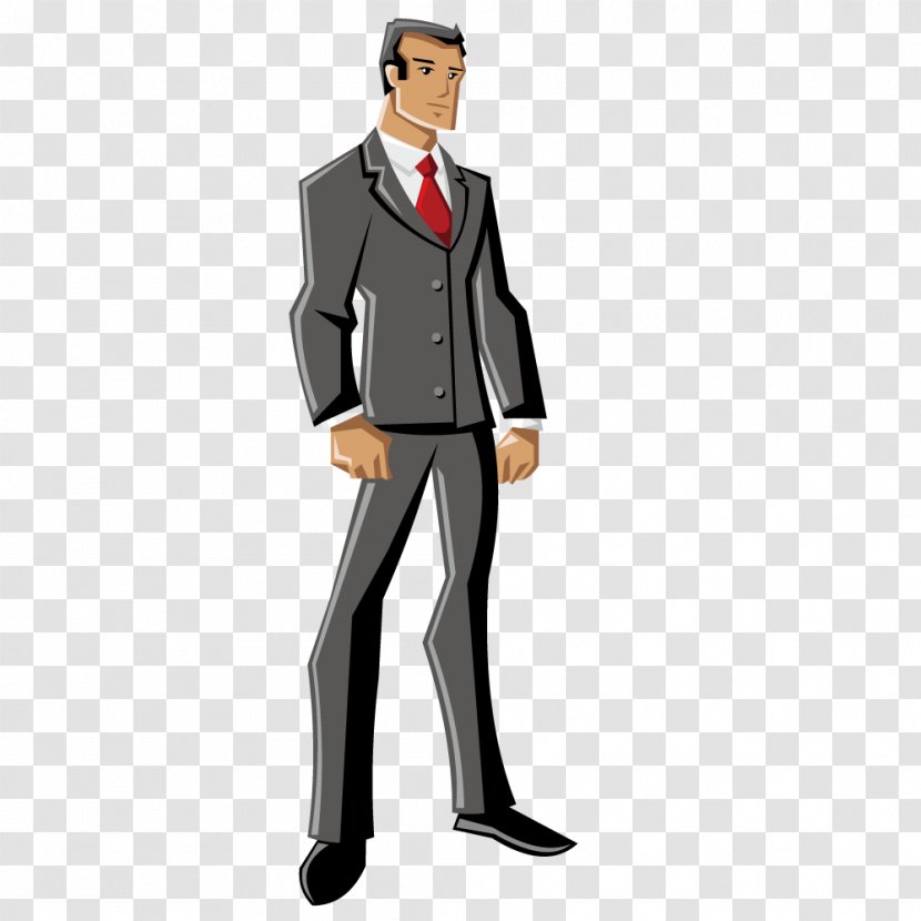 Cartoon Businessperson Character Illustration - Tuxedo - Vector Man Transparent PNG