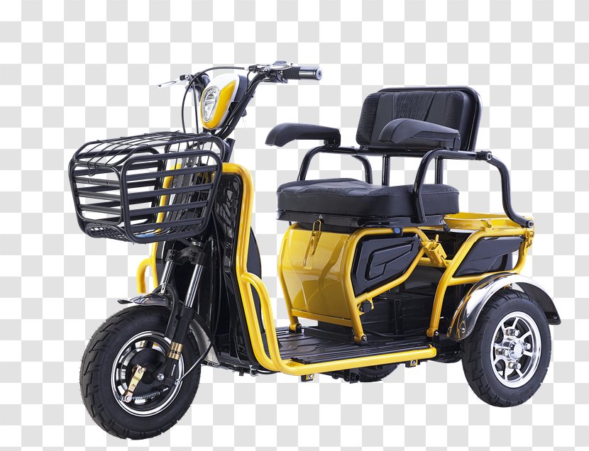 Scooter Car Electric Bicycle Rickshaw - Yellow Transparent PNG