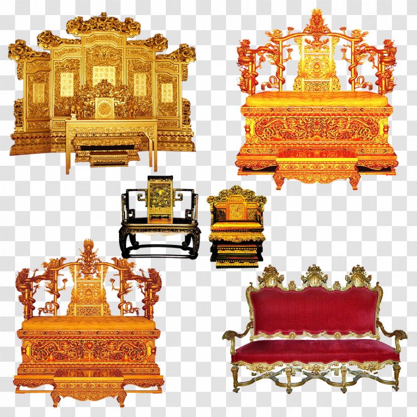 Forbidden City Emperor Of China Throne Qing Dynasty Chair - Chinese Style Hand-painted Pictures,throne Transparent PNG