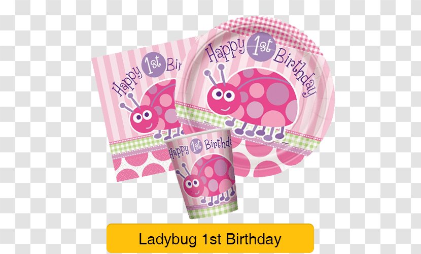 Birthday Party Paper Balloon Plate - Gift - Ladybug 1st Transparent PNG