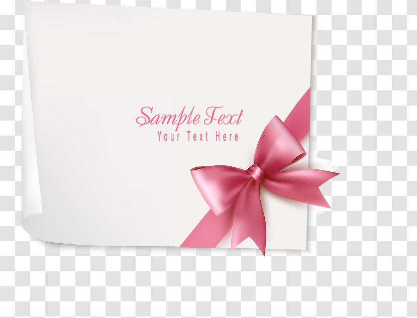Pink Greeting Card Ribbon Gift - Petal - Vector Hand-drawn Bow Transparent PNG