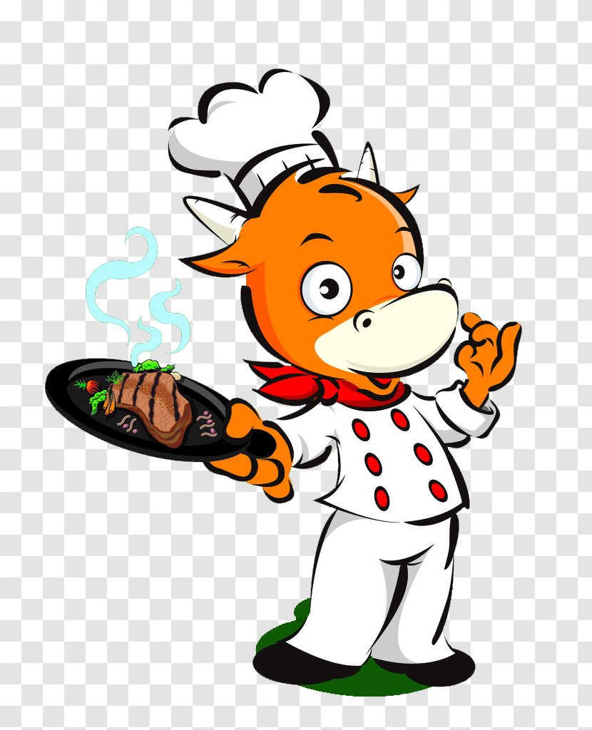 Beefsteak Chicken Steak Restaurant Menu Cook - Calf Cartoon Transparent PNG