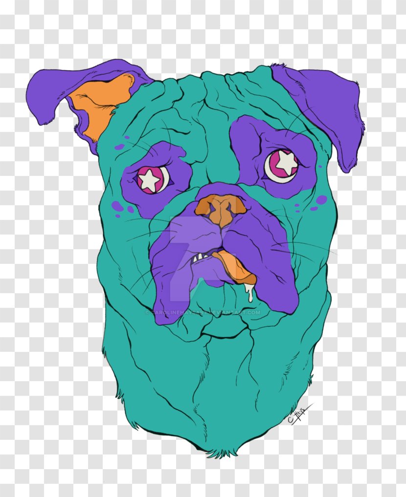 Pug Snout Character Clip Art - Watercolor - Psychadelic Transparent PNG