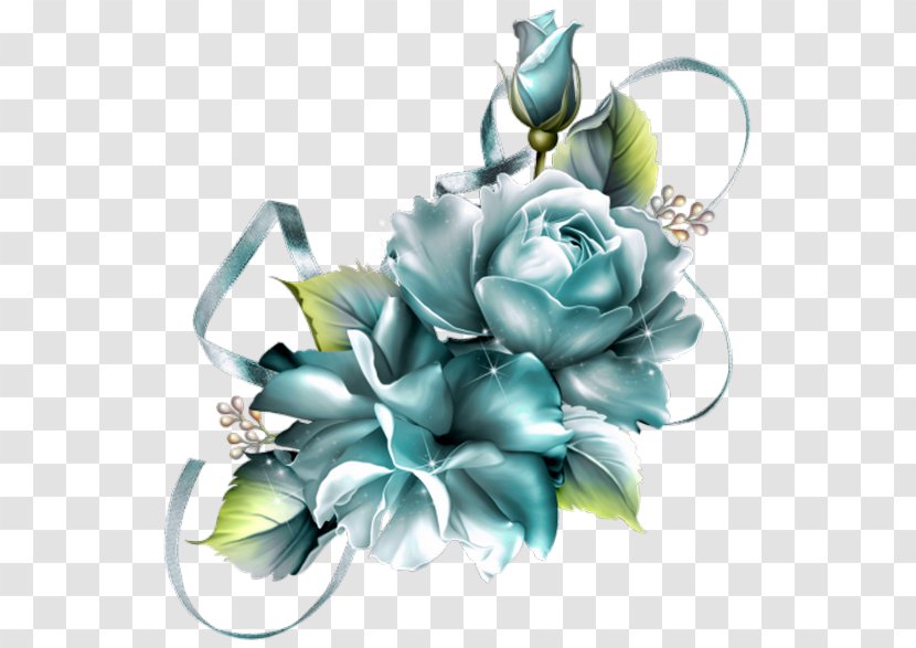 Cut Flowers Floral Design Clip Art - Turquoise - Exquisite Blue Transparent PNG