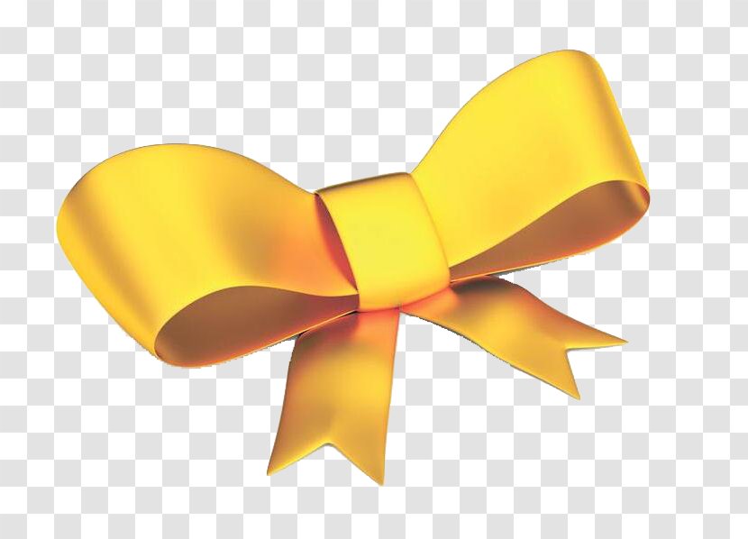 Ribbon Yellow Shoelace Knot Gold Gift - Bow Tie - Golden Bowknot Transparent PNG