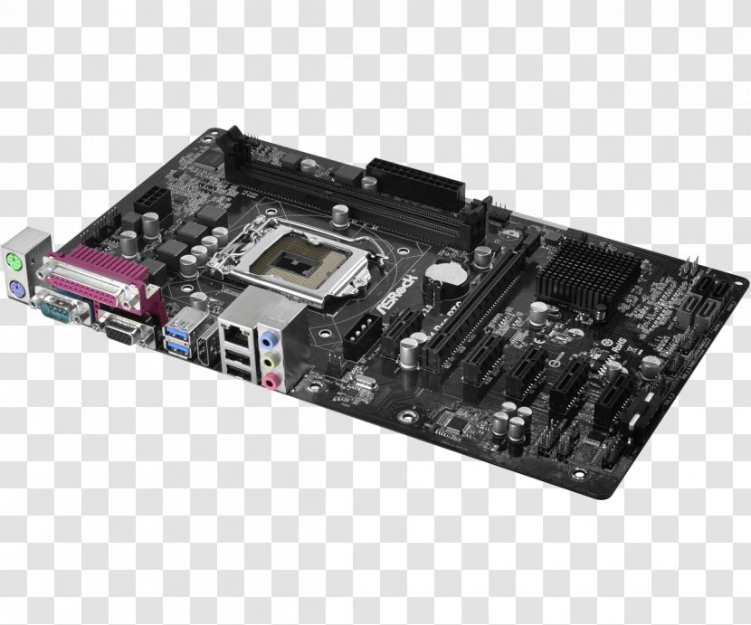 Intel LGA 1150 ASRock H81 Pro BTC Motherboard - Electronic Device Transparent PNG