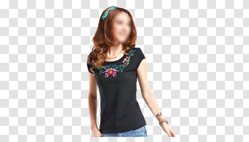 T-shirt Woman Model - Sleeve - Black Women Transparent PNG