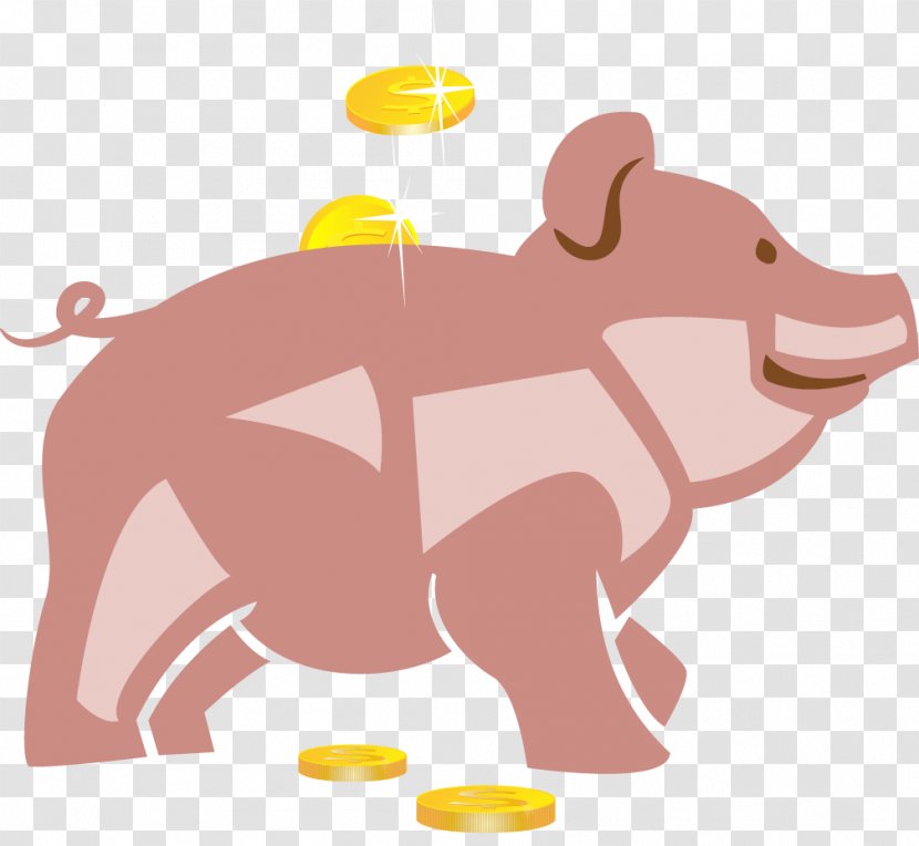 Domestic Pig Piggy Bank Clip Art - Vector Transparent PNG