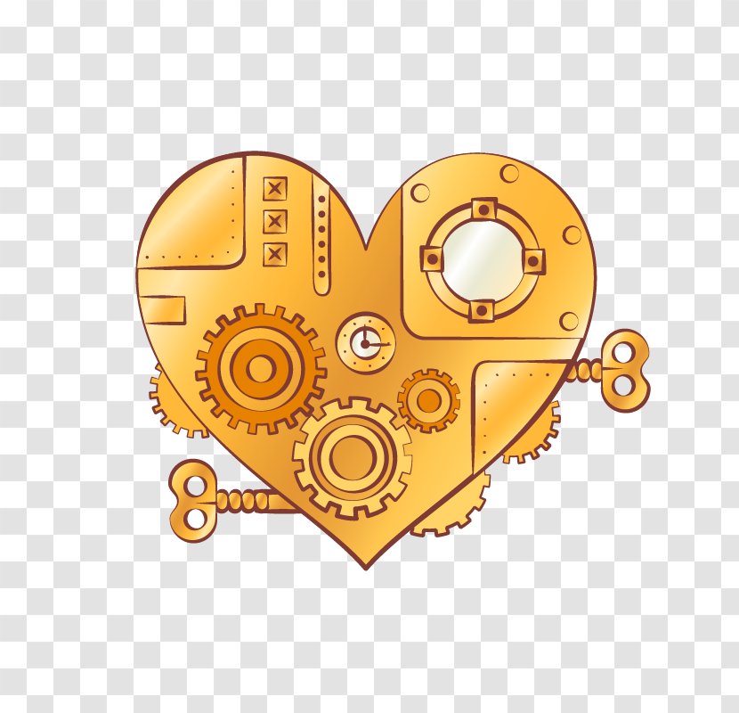 Steampunk Metal Heart-shaped Material - Flower - Watercolor Transparent PNG