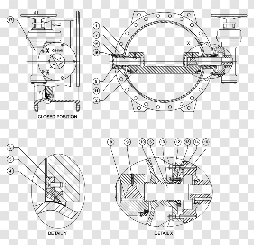 Butterfly Valve Actuator Seal Technical Drawing - Material Transparent PNG