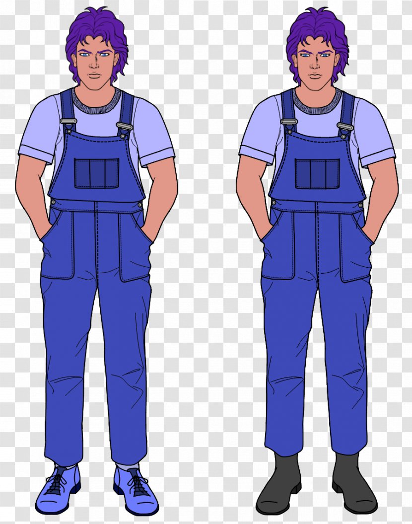 Cartoon Overall Drawing Fashion - Electric Blue Transparent PNG
