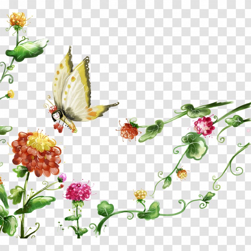 Butterfly Flower Wallpaper - Branch - Pattern Transparent PNG
